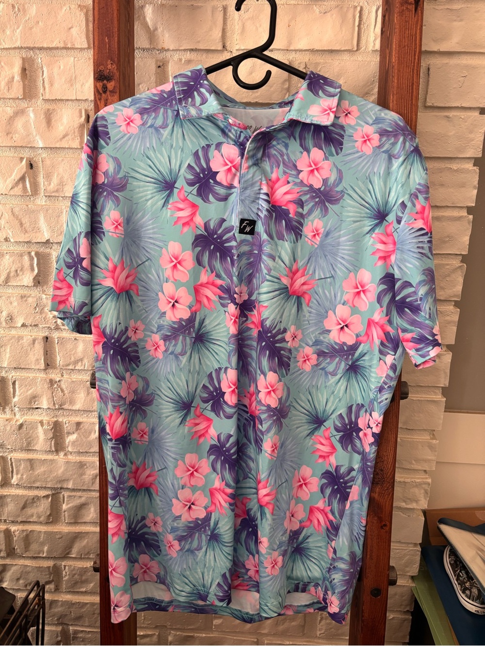 Full Wedge Men’s Large Golf Polo Shirt Tropical Floral Performance